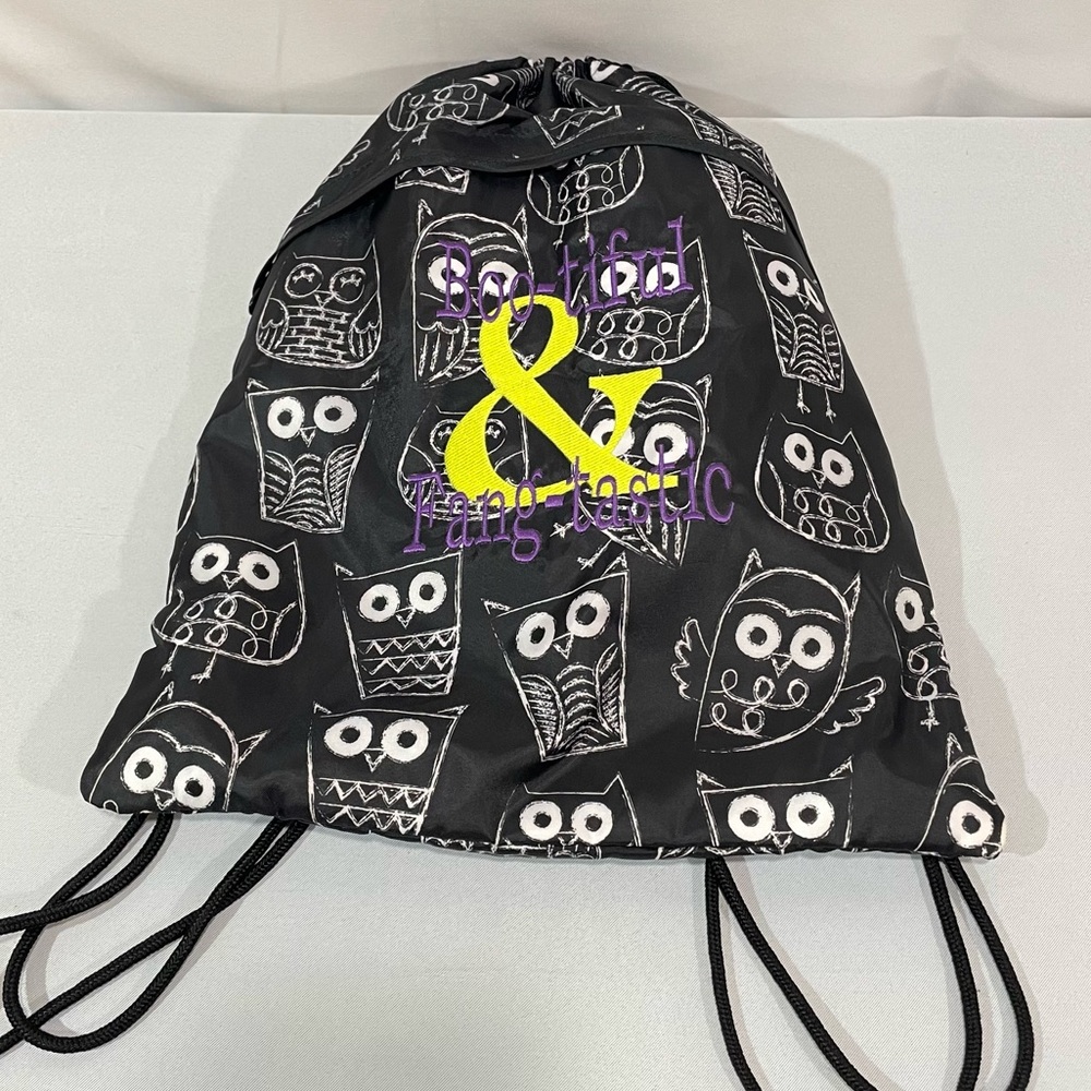 Thirty One Cinch Sac Owl Bag Previously Customized Boo-tiful & Fang-tastic